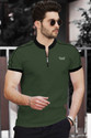 TRIPR Men Solid Henley Neck Cotton Blend