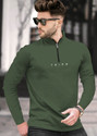 TRIPR Solid Men Henley Neck Dark Green