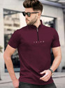 TRIPR Solid Men Henley Neck Maroon T-Shirt
