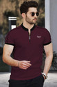 TRIPR Solid Men Henley Neck Maroon Black