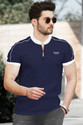 TRIPR Men Solid Henley Neck Cotton Blend