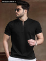 TRIPR Men Solid Mandarin Collar Cotton Blend