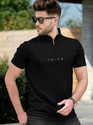 TRIPR Printed Men Mandarin Collar Black T-Shirt