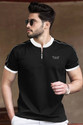 TRIPR Solid Men Mandarin Collar Black White