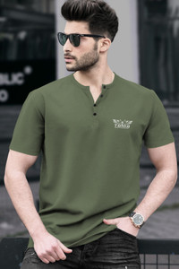 TRIPR Men Solid Mandarin Collar Cotton Blend