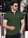 TRIPR Printed Men Mandarin Collar Dark Green