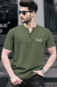 TRIPR Men Solid Mandarin Collar Cotton Blend