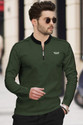 TRIPR Solid Men Mandarin Collar Dark Green