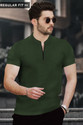 TRIPR Men Solid Mandarin Collar Cotton Blend