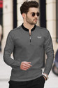 TRIPR Solid Men Mandarin Collar Grey Black