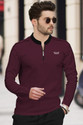 TRIPR Solid Men Mandarin Collar Maroon Black