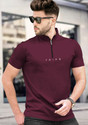 TRIPR Solid Men Mandarin Collar Maroon T-Shirt