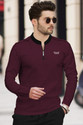 TRIPR Solid Men Mandarin Collar Maroon Black