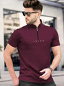 TRIPR Solid Men Mandarin Collar Maroon T-Shirt