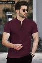 TRIPR Men Solid Mandarin Collar Cotton Blend
