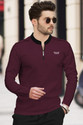 TRIPR Solid Men Mandarin Collar Maroon Black