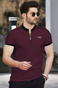 TRIPR Printed Men Mandarin Collar Maroon Black