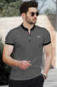 TRIPR Solid Men Henley Neck Grey Black