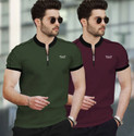 TRIPR Solid Men Mandarin Collar Multicolor T-Shirt