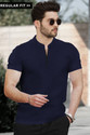 TRIPR Men Solid Mandarin Collar Cotton Blend