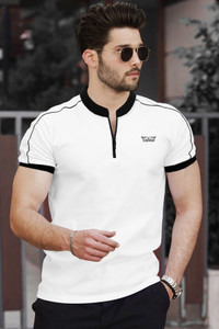 TRIPR Men Solid Mandarin Collar Cotton Blend