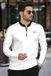 TRIPR Solid Men Mandarin Collar White Black