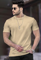 TRIPR Solid Men Round Neck Beige T-Shirt