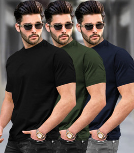 TRIPR Solid Men Round Neck Multicolor T-Shirt