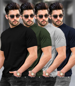 TRIPR Solid Men Round Neck Multicolor T-Shirt