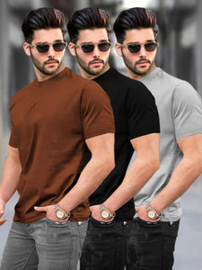 TRIPR Solid Men Round Neck Multicolor T-Shirt