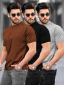 TRIPR Solid Men Round Neck Multicolor T-Shirt