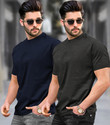 TRIPR Solid Men Round Neck Navy Blue