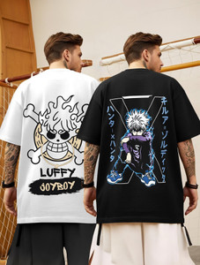 TRIPR Typography Men Round Neck Black White