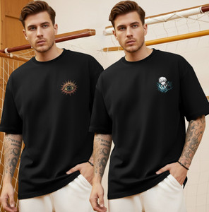 TRIPR Typography Men Round Neck Black T-Shirt