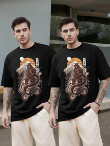 TRIPR Typography Men Round Neck Black T-Shirt