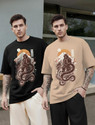 TRIPR Typography Men Round Neck Black Beige