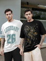 TRIPR Typography Men Round Neck White Black