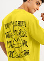 Triptee Printed Typography Men Round Neck Yellow