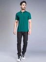 Triptee Solid Men Polo Neck Green T-Shirt
