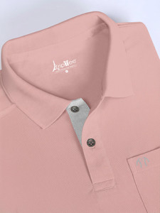 Triptee Solid Men Polo Neck Pink T-Shirt