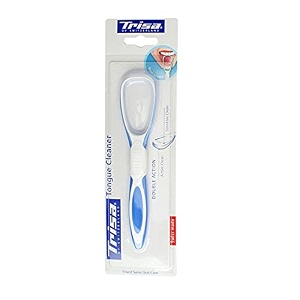 trisa double action tongue cleaner for adults  dual action tongue scraper  dentist recommended  swiss oral care  removes bad breath amp bacteria  ultimate oral hygiene