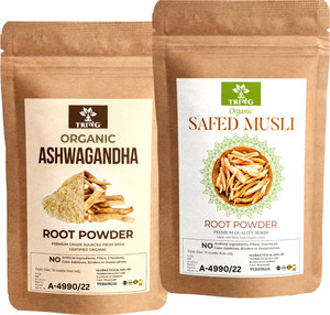 trivang 100 natural ashwagandha powder and safed musli powder 50g combo pack 2x 50g 9999 g