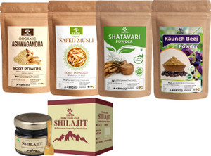 trivang ashwagandhasafed muslikaunch seedshatavari powder 4 x 50g  shilajit 20g