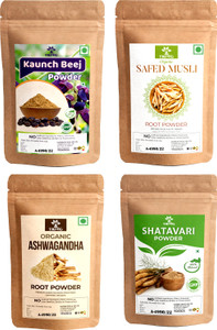 trivang ashwagandha safed white musli kaunch seed shatavari powder 4 x 200 g combo