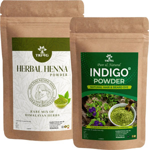 trivang natural dye for black hair henna leaves powder indigo powder combo pack 1000 g