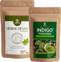 Trivang Natural Dye for Black Hair (Henna Leaves powder, Indigo powder combo pack) (1000 g)