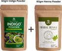 Trivang Natural Dye for Black Hair (Henna Leaves powder, Indigo powder combo pack)
