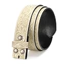 TRIWORKS Western Belt Strap for Men without Buckle 1.5" Wide Floral Engraved Embossed Leather Belt Strap