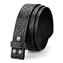 TRIWORKS Western Belt Strap for Men without Buckle 1.5" Wide Floral Engraved Embossed Leather Belt Strap