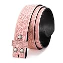 TRIWORKS Western Belt Strap for Men without Buckle 1.5" Wide Floral Engraved Embossed Leather Belt Strap